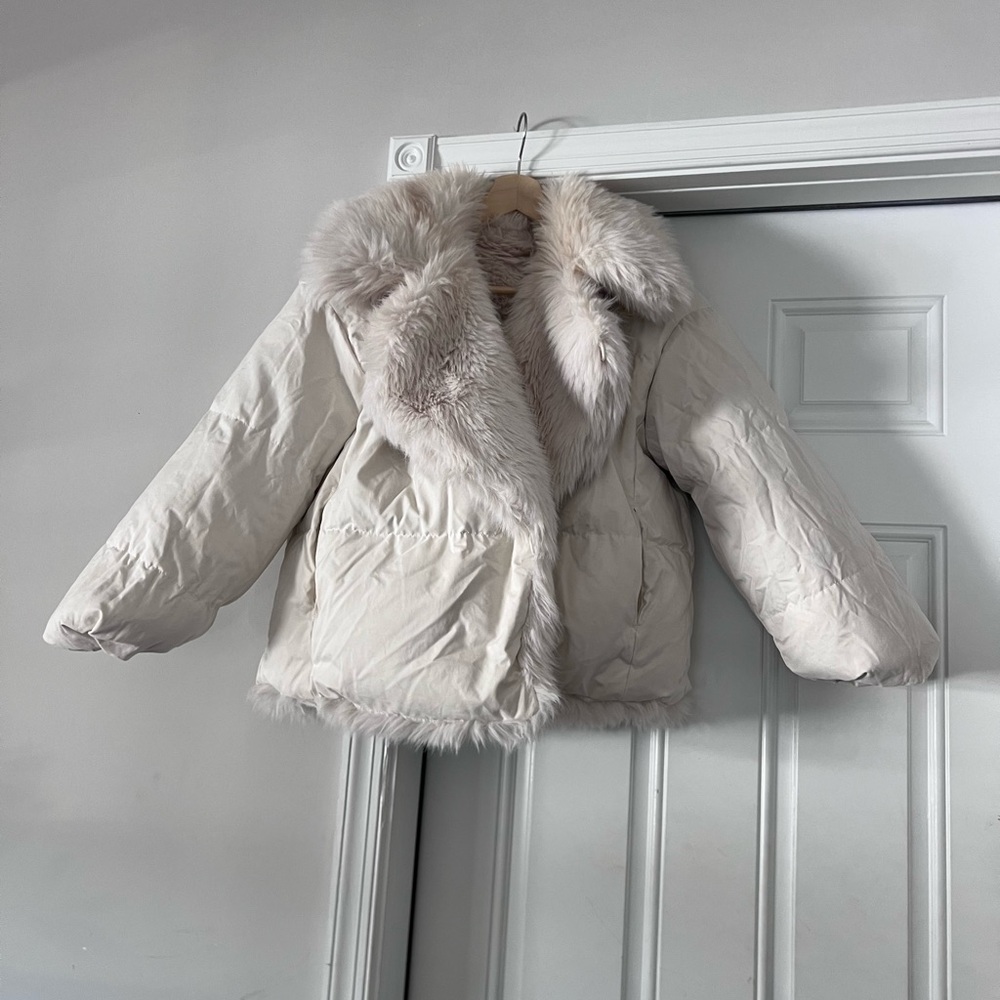 Faux Fur Double Sided Jacket - Cream - Picture 3 of 3